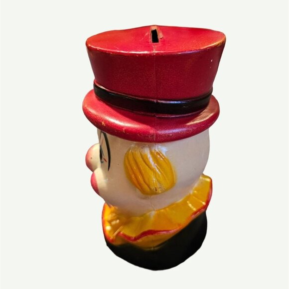 Vintage 1960's Coin Bank Smiling Circus Clown  Bank Hard Plastic Carnival Prize - Picture 4 of 14